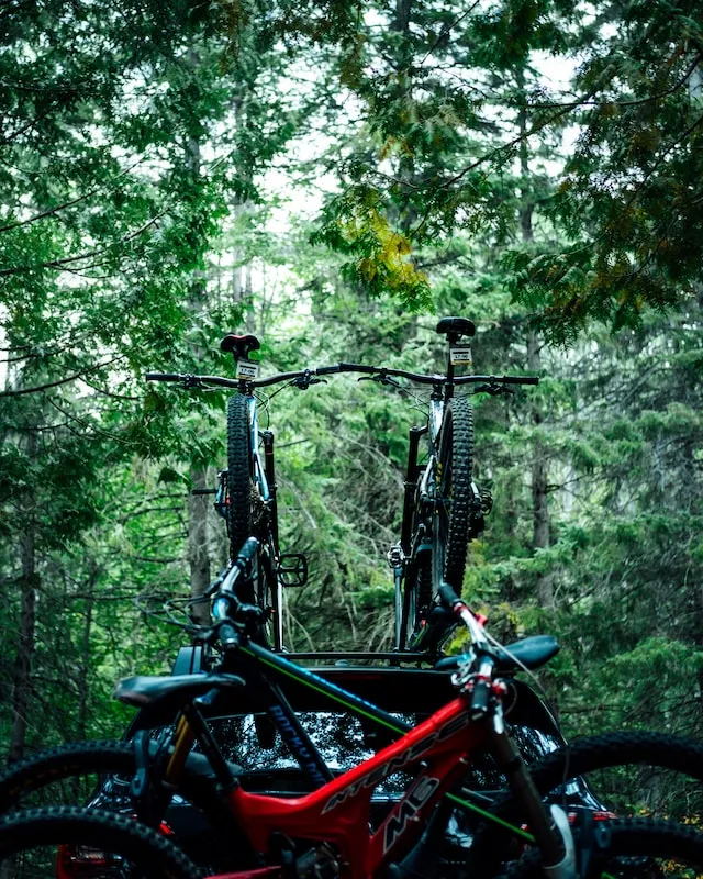 Bike rack loaded for a highway shakedown run before publishing a review
